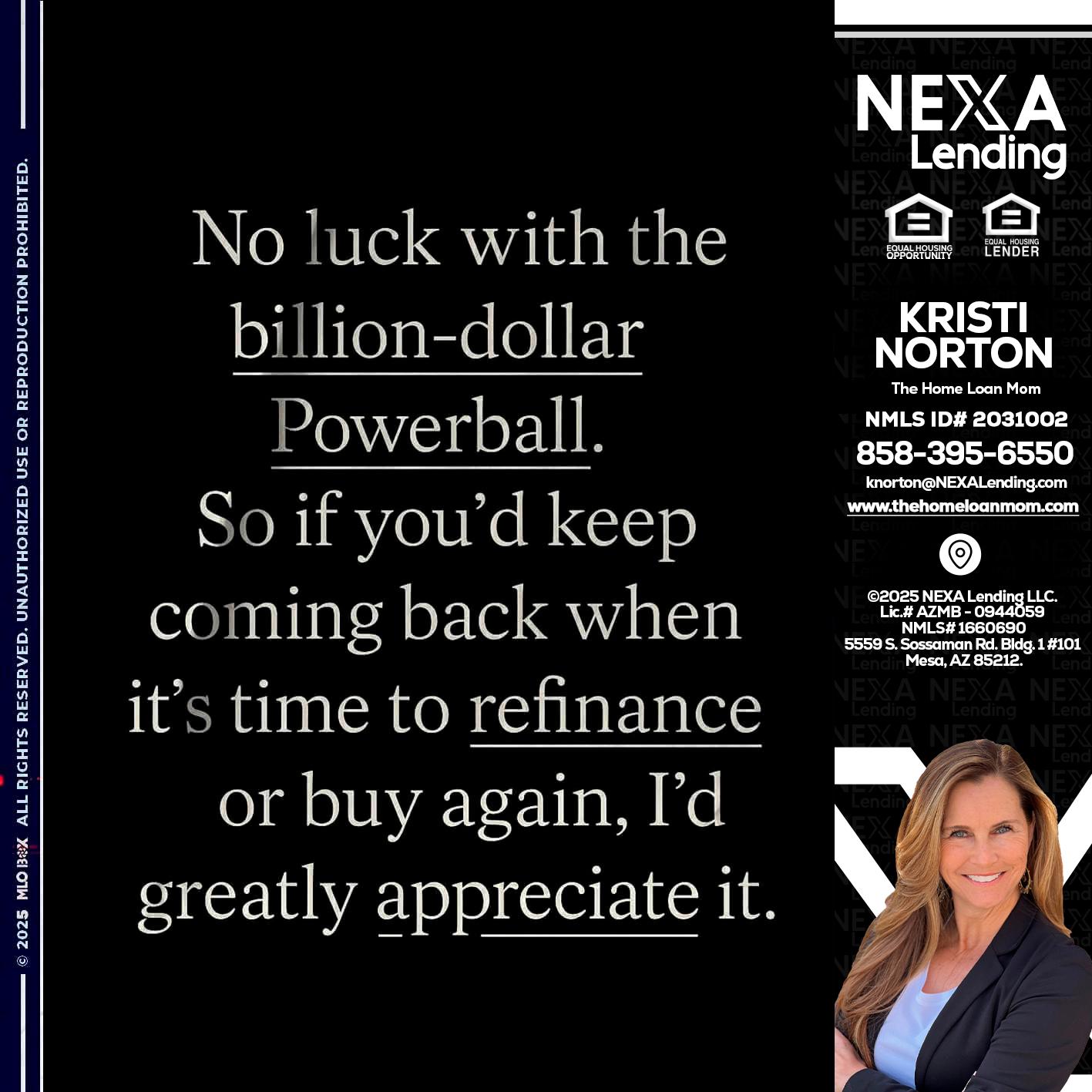 NO LUCK WITH - Kristi Norton -The Home Loan Mom