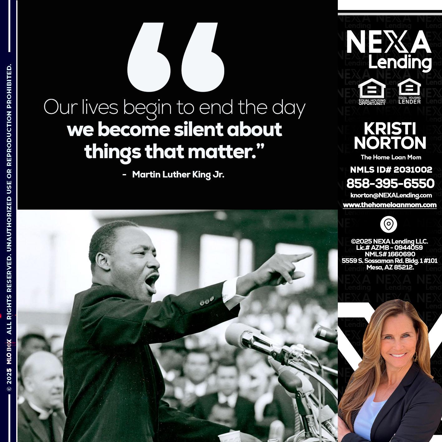 our lives MLK DAY - Kristi Norton -The Home Loan Mom