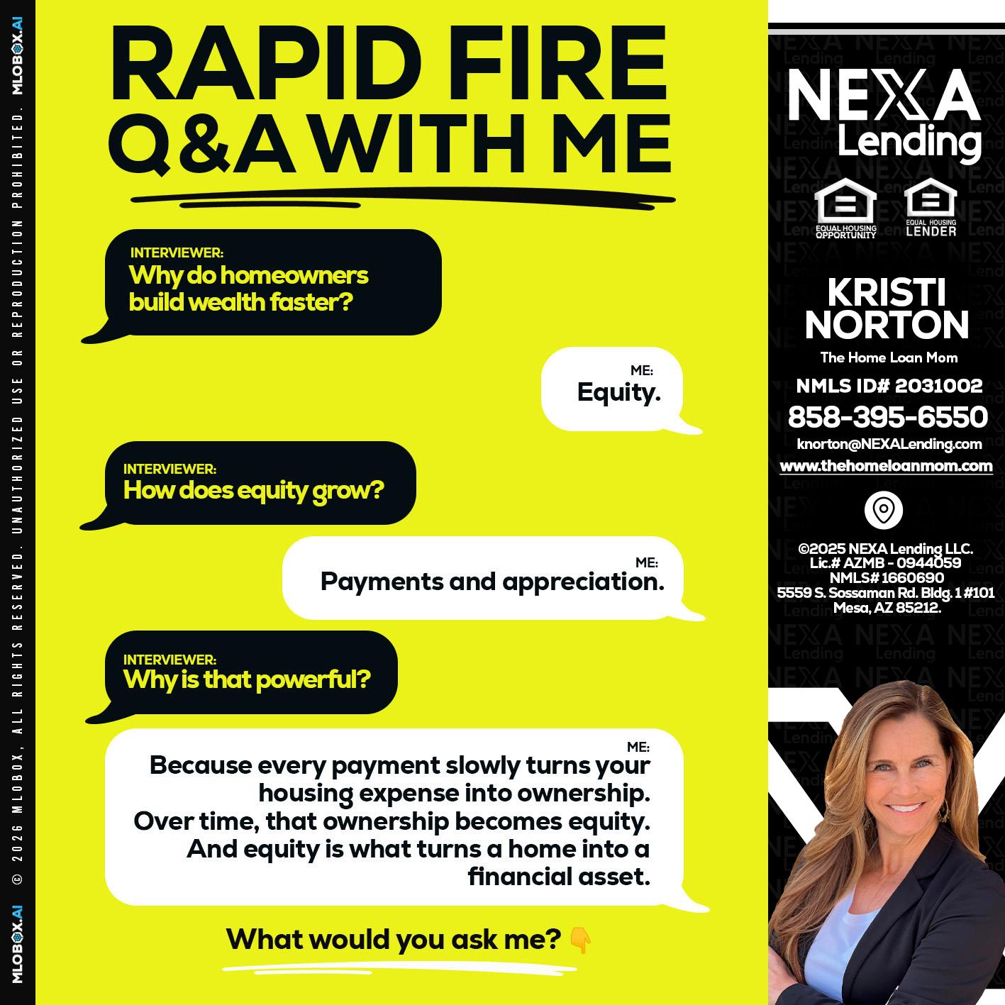 RAPID FIRE Q&A - Kristi Norton -The Home Loan Mom