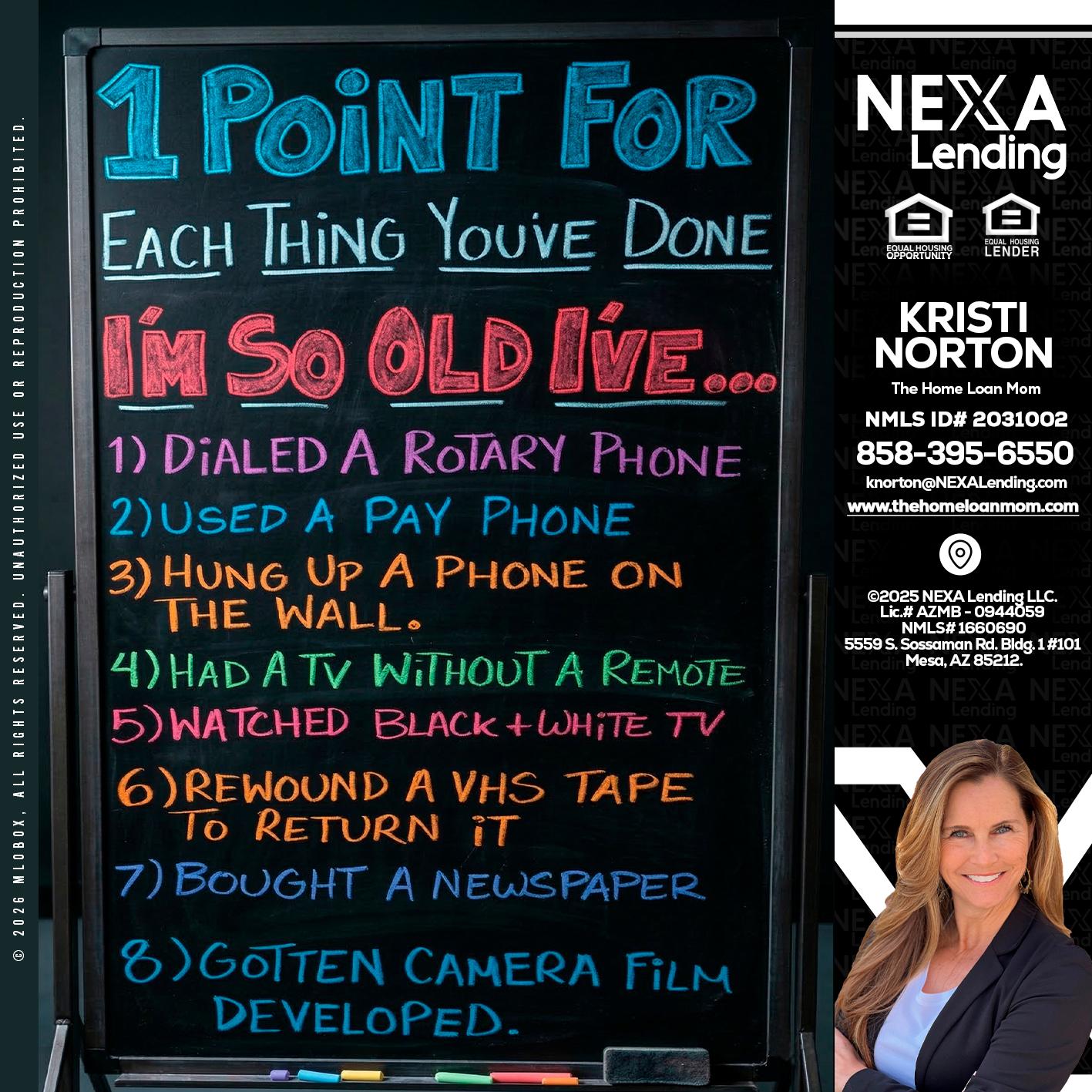 1 point for - Kristi Norton -The Home Loan Mom