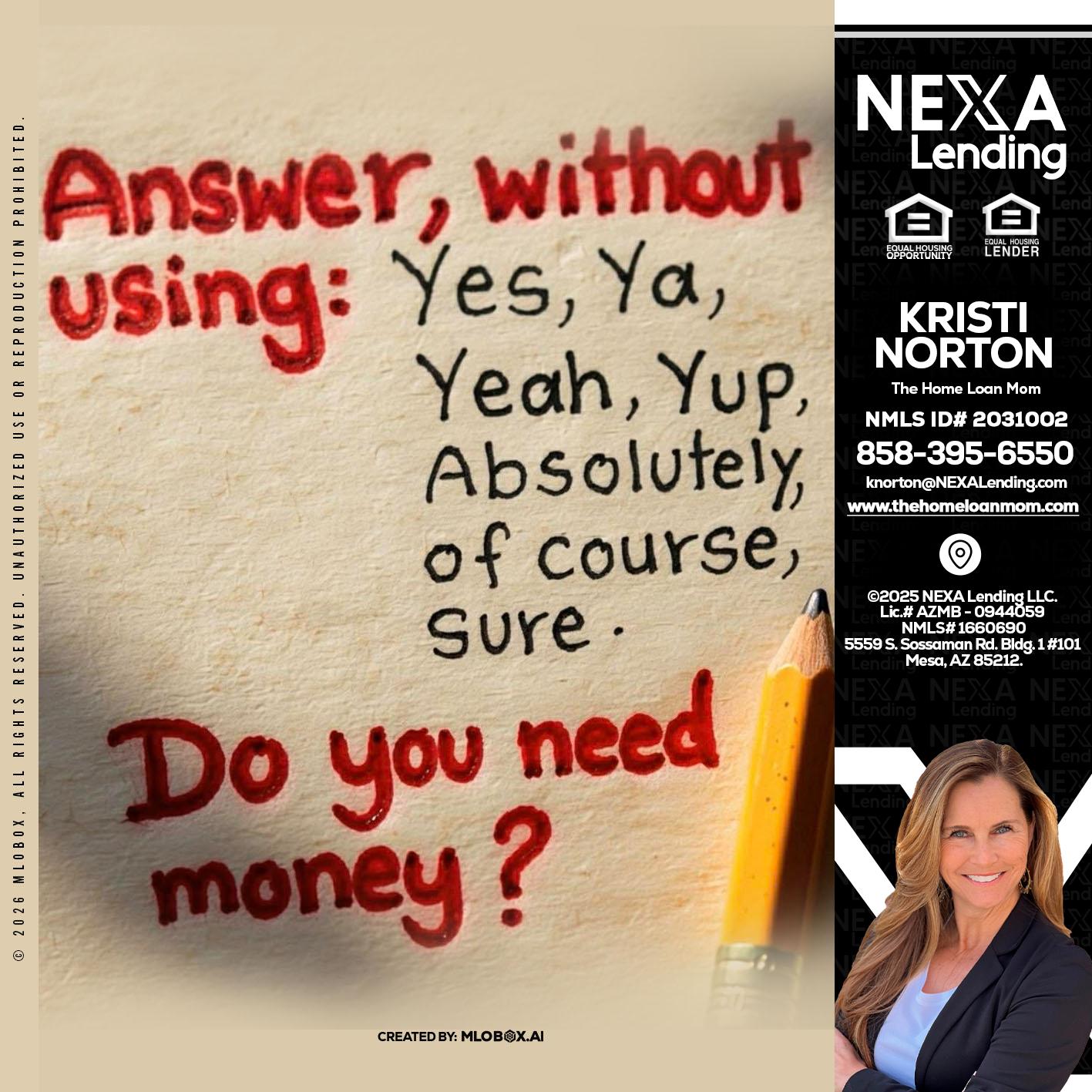 answer without - Kristi Norton -The Home Loan Mom
