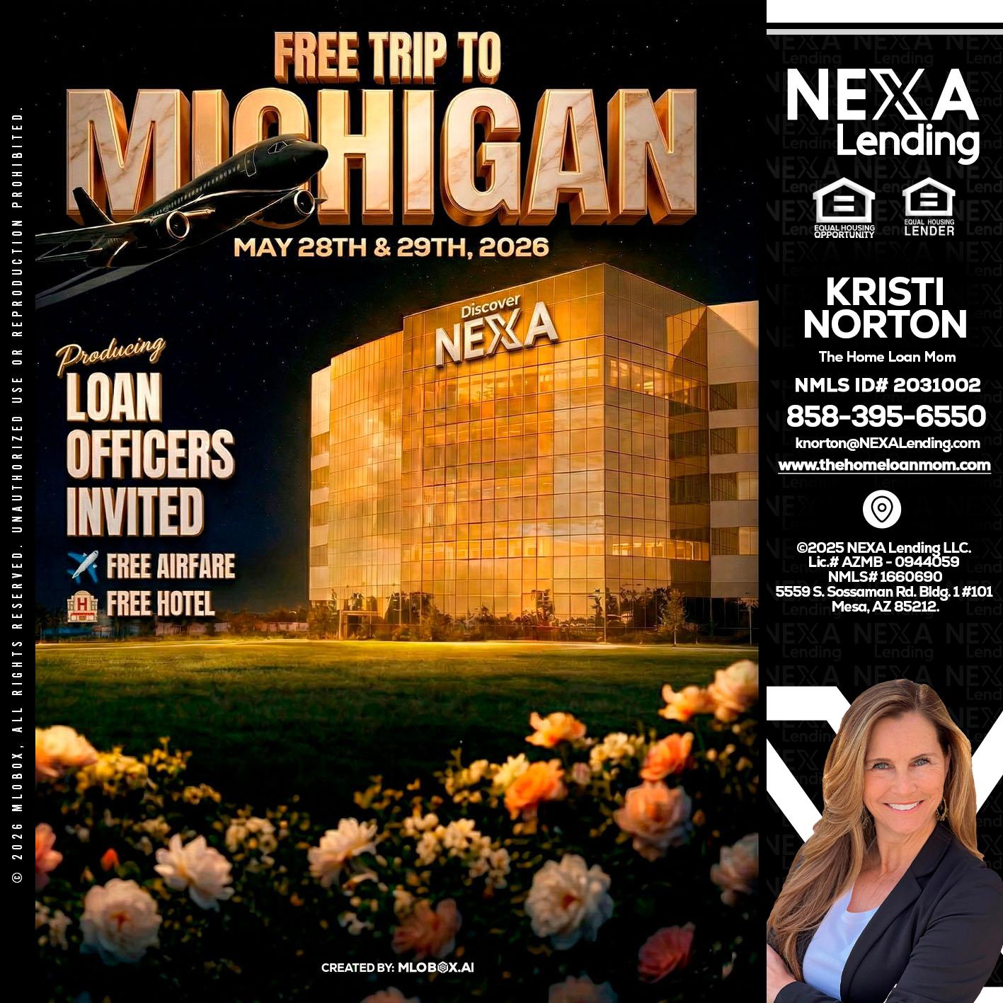 FREE TRIP TO MICHIGAN - Kristi Norton -The Home Loan Mom