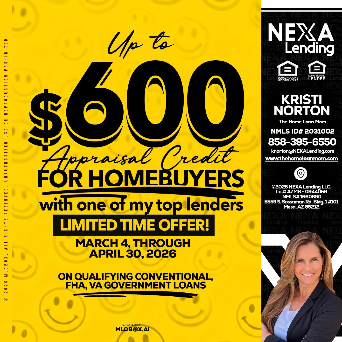 UP TO 600 - Kristi Norton -The Home Loan Mom