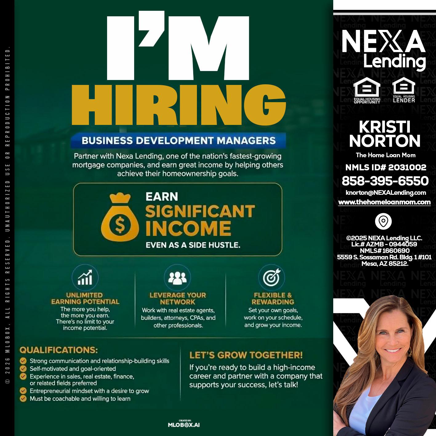 IM HIRING - Kristi Norton -The Home Loan Mom