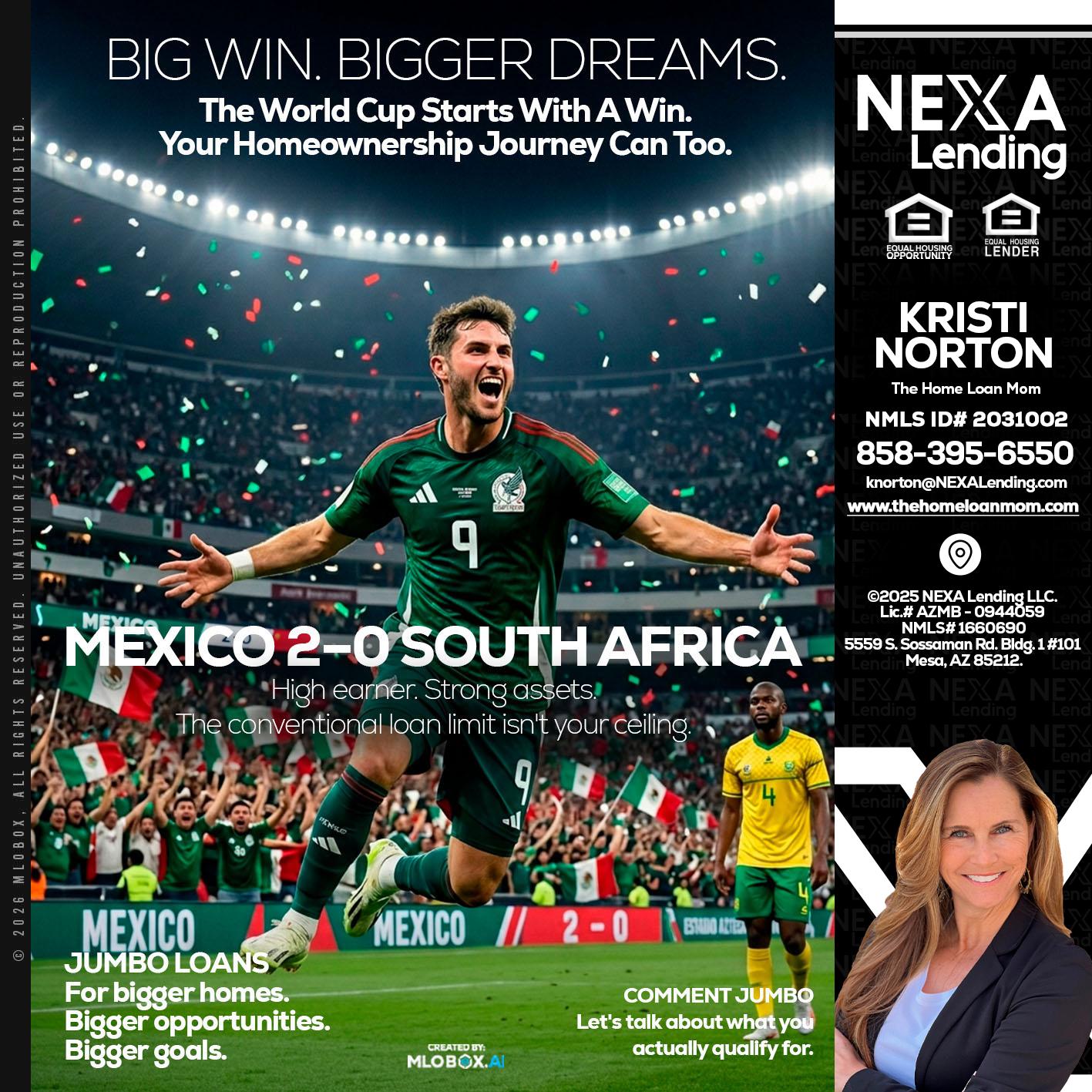 MEXICO 2-0 SOUTH AFRICA - Kristi Norton -The Home Loan Mom